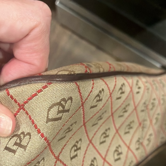 Dooney & Bourke Shoulder Vintage Bag Leather Canvas Taupe Brown Signature Duck - Picture 8 of 9